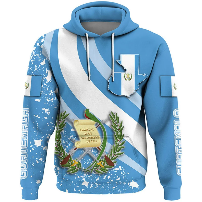 

3D The Republic-of Guatemala Map Flag Print Hoodies Guatemala National IndependenceDay Graphic Hooded Sweatshirts Mens Pullovers