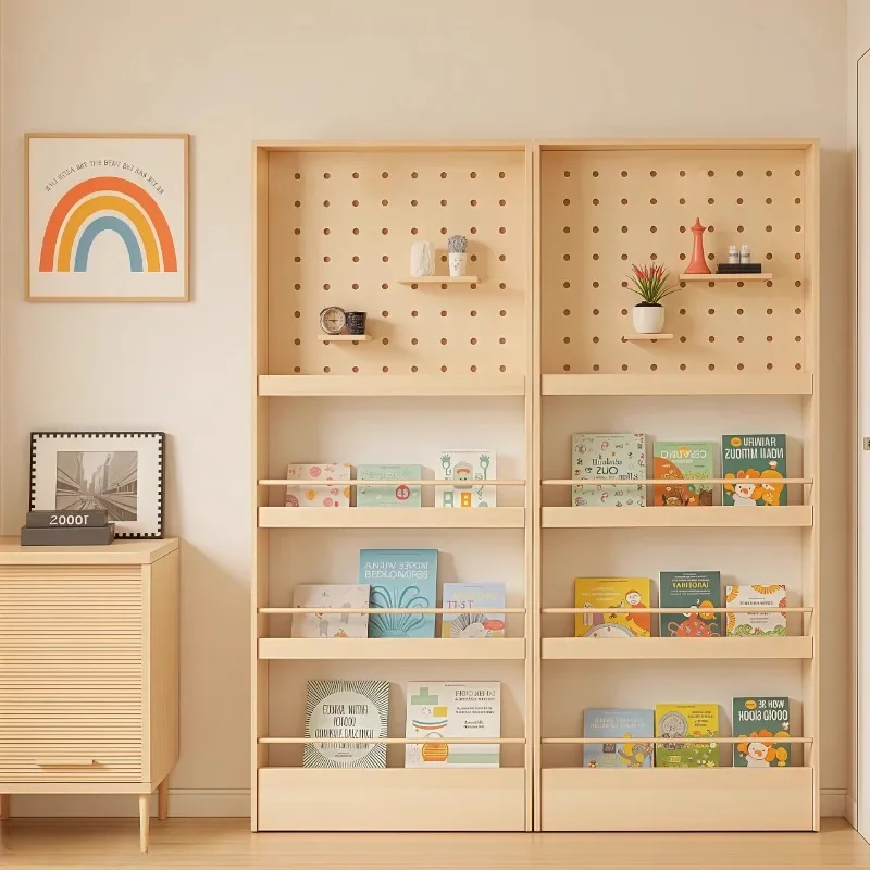 Solid wood core student bookshelf wall ultra-thin shelf invisible multi-layer picture book rack storage cabinet narrow cabinet