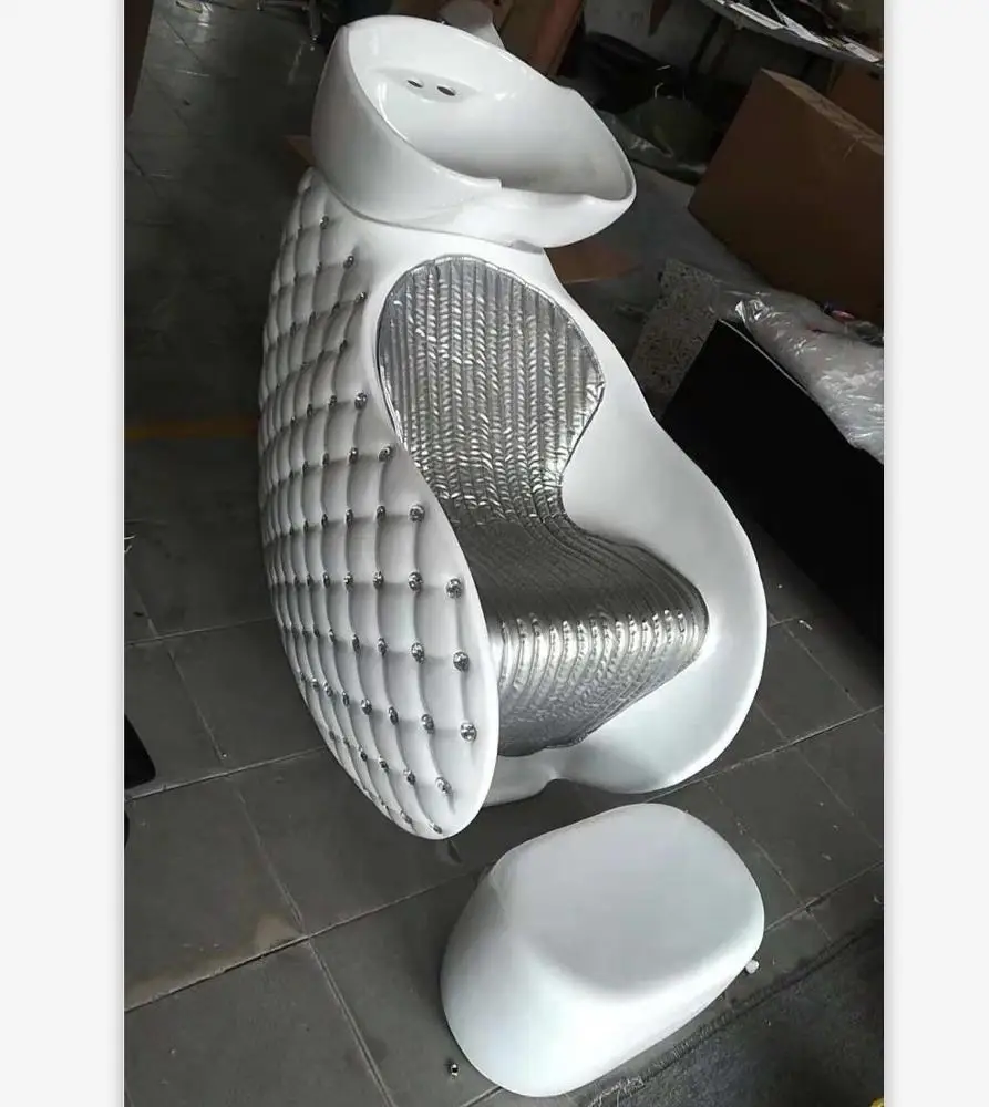 

2019 New Arrival European Style 5 Years Warranty White&Silver Shampoo Bowl Backwash Chair