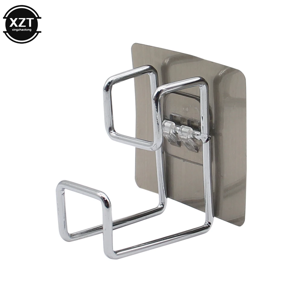 1 Pc Stainless Steel Wash Basin Hook Kitchen Bathroom No Trace Strong Paste Holder Multifunctional Punch-free Iron Storage Shelf