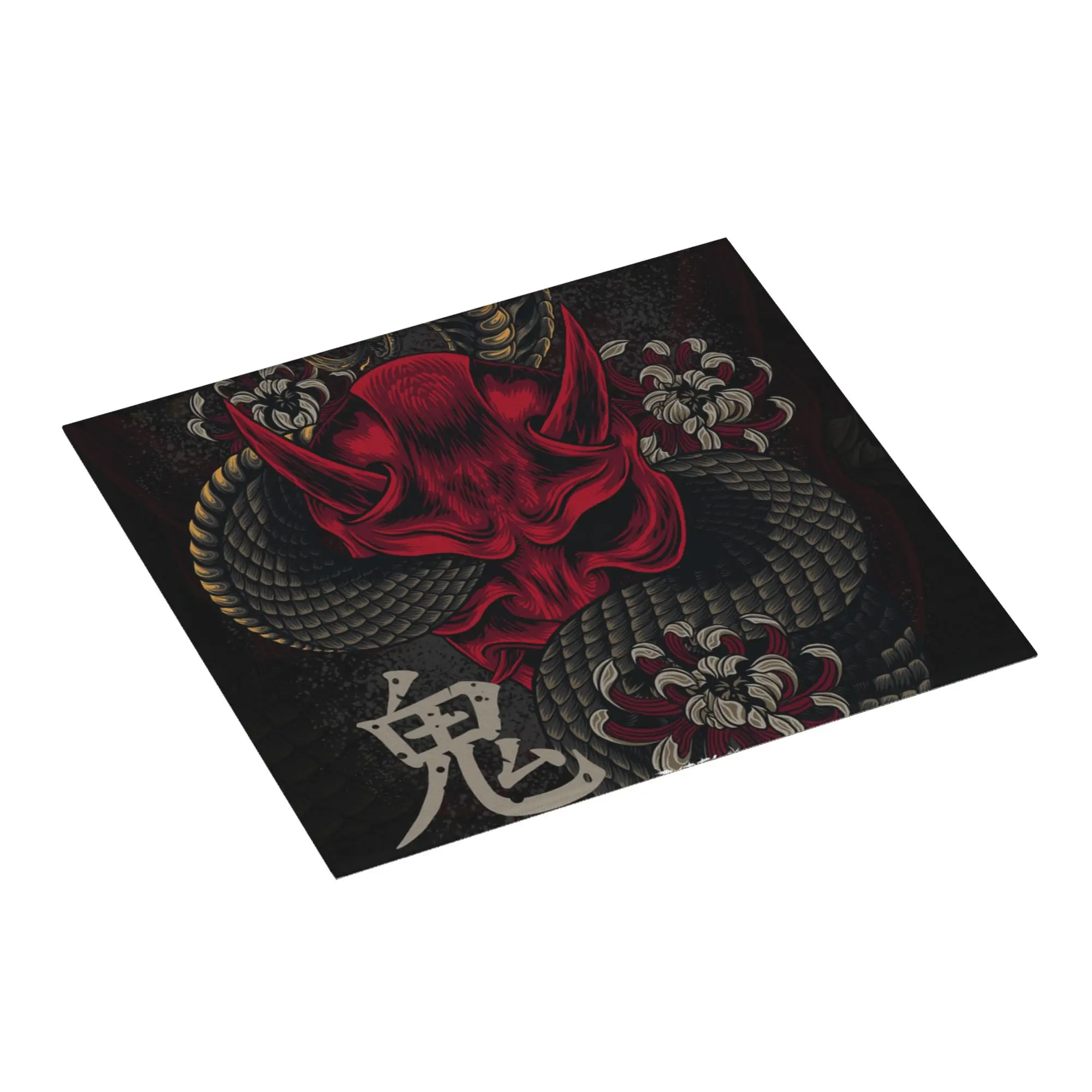 Drying Mat For Kitchen Japanese Style Oni Mask Art Water Absorbent Waterproof Reusable  On Slip Kitchen Counter Protector Mat