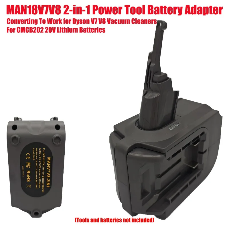 Converting To Work for Dyson V7 V8 Vacuum Cleaners MAN18V7V8 2-in-1 Power Tool Battery Adapter for CMCB202 20V Lithium Batteries