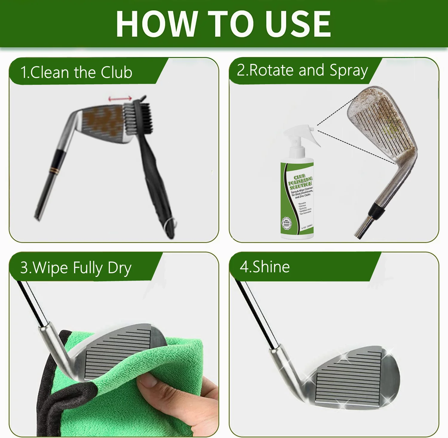 Golf Club Polish - Restore, Polish, and Shine Your Irons, Drivers, Putters, and Woods