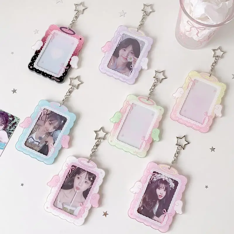 3in Dustproof Clear Acrylic Photocard Holder Display Stand Frame Charm for Idol Photo Desktop Showcase Decoration