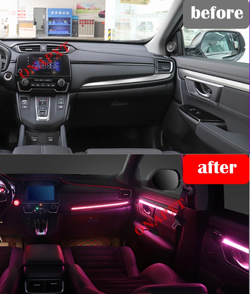 Auto For Honda CRV 2017-2019 Dedicated Button Control 64 colors Decorative Ambient Light LED Atmosphere Lamp illuminated Strip