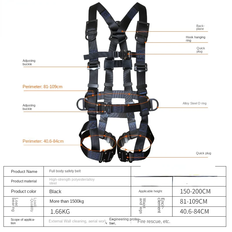 Imagem -02 - Five Point High Altitude Work Safety Harness Cinto de Segurança de Corpo Inteiro Treinamento de Escalada ao ar Livre Construção Proteger o Equipamento