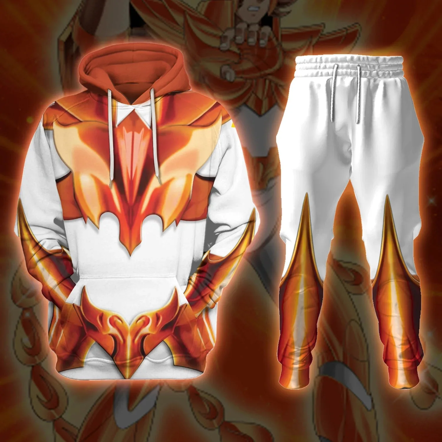 Mais populares Cosplay Anime Saint Seiya impresso hoodie calças conjuntos 3D Street Harajuku kid Tricô conjuntos de ternos de duas peças Esportes dos homens