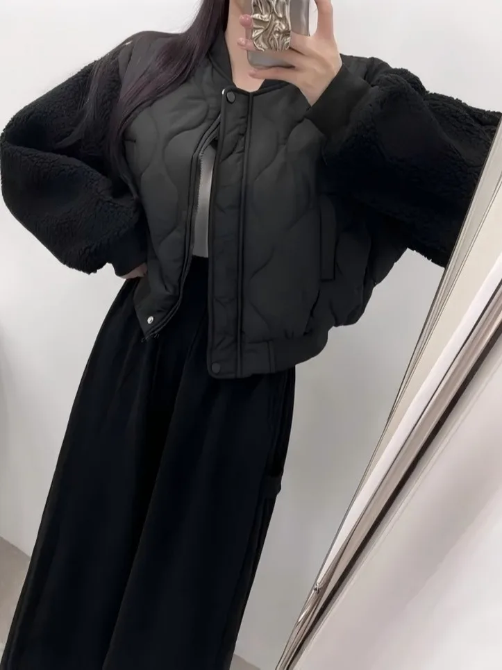 Abrigo de algodón Jaet Chic Agel empalmado de piel de cordero para mujer, diseño Sli, tela de calidad, fabricante chino, invierno