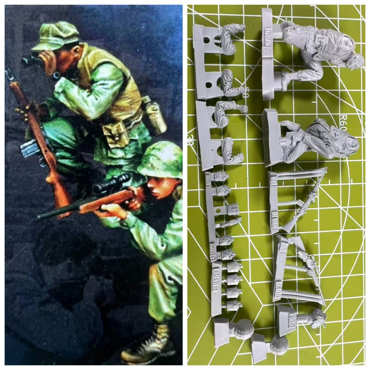 

1/35 Resin Model, Scene Model of US Marine Corps Sniper Team, Unpainted Toy