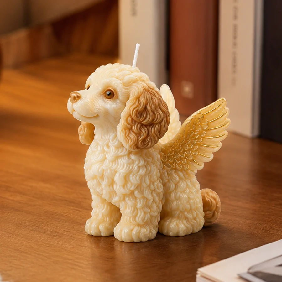 3D Geflügelte Welpen-Silikonform Engel-Hund-Kerzenform für Haustier-Gedenkgeschenk DIY Harz-Seife-Gips Bastelbedarf Heimdekoration