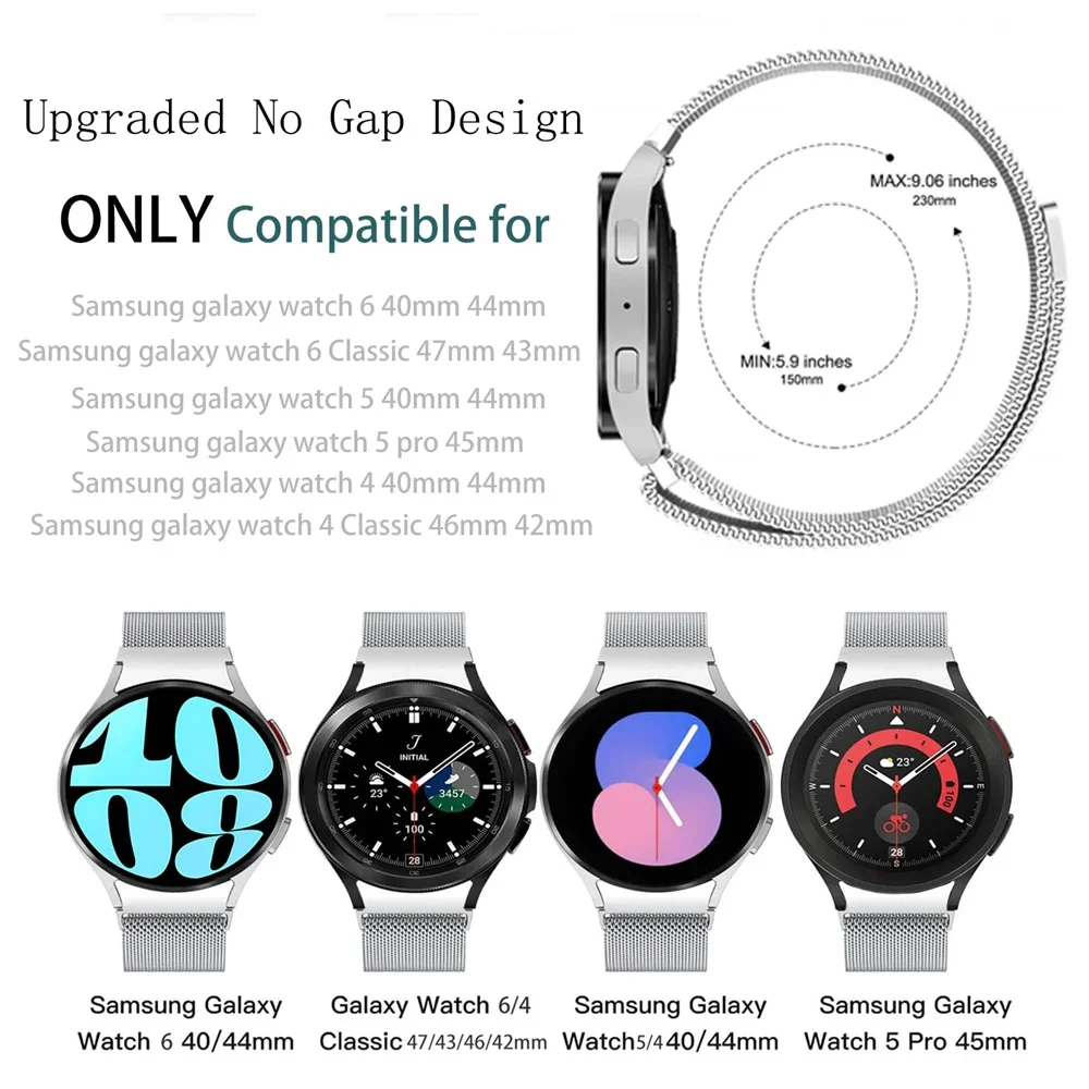 Milanese Strap For Samsung Galaxy Watch 6/4 Classic 47mm 46/5 pro 45mm Metal Bracelet Galaxy Watch 5/6/4 40mm 44mm Band gold