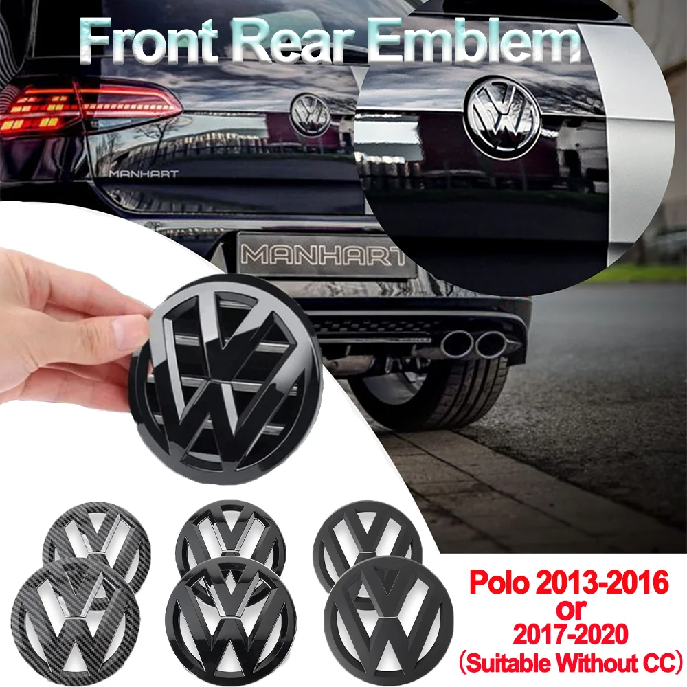 1Set bright/matt black Car Front Grill/Rear label logo Trunk Emblem Lid Covers Sticker Auto Accessorie For VW Polo 2013-16/17-20