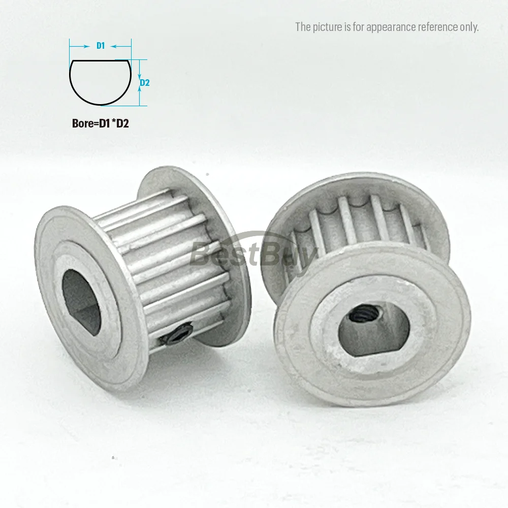 Ruota sincrona HTD Foro a D 5x4,5/6x5/6x5,5/8x7/8x7,5/10x9mm per larghezza cinghia 10/15mm Varie opzioni di denti da 15T a 26T