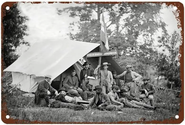Retro Metal Tin Sign Wall Decor - Civil War Photo, Fairfax Virginia, Office of Asst. Quartermaster, Army of The Potomac - Fun