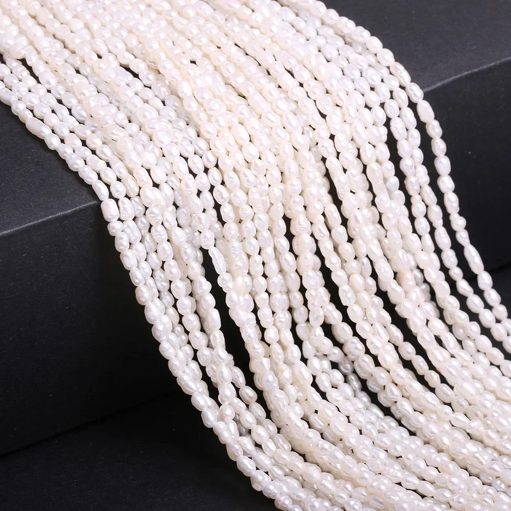 Natural Freshwater Pearl Beaded High Quality Rice Shape Punch Loose Beads for Make Jewelry DIY Bracelet Necklace Accessories