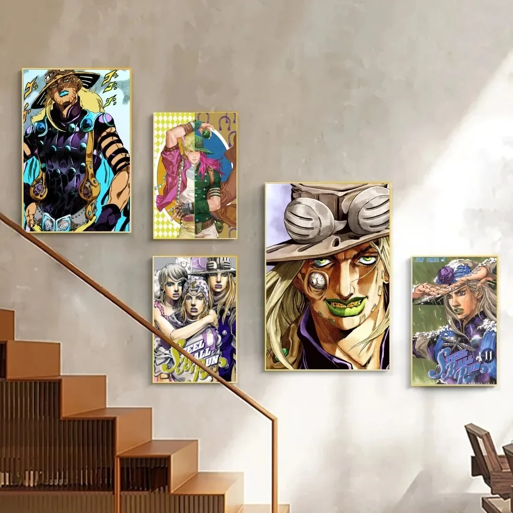 1pc Classic Japanese Comics JOJO Steel Ball Run Poster HD Posters Home Room Bar Cafe Decor Art Wall Painting Picture