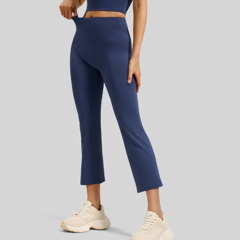 

High Waist Yoga Pants Women's Pilates Elastic Sports Long Trousers Bare Sensation Micro Flared Fitness Exercise Trousers