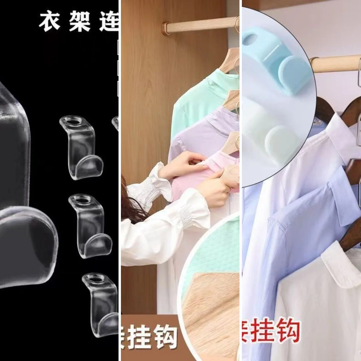 Reinforced plastic hanger featuring dual connection points, compact foldable design for efficient closet organization, stackable