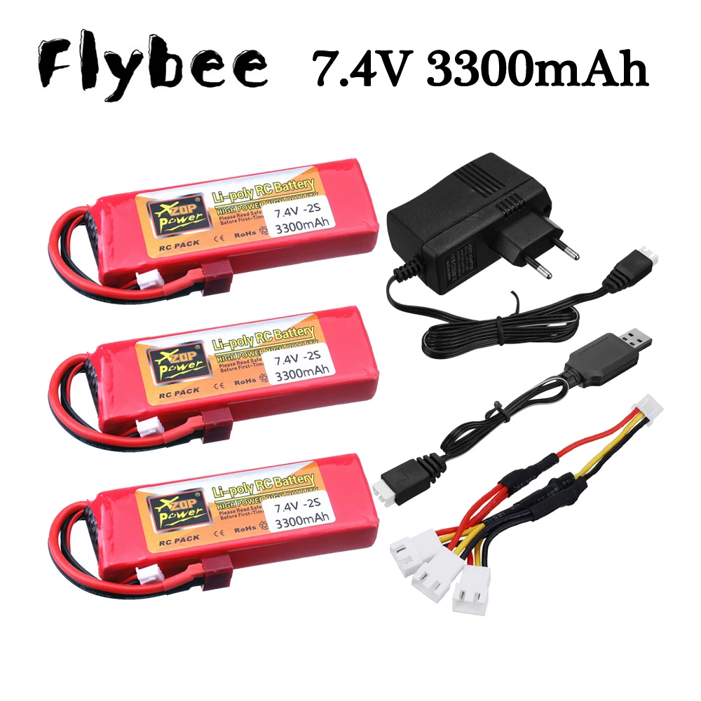 Ensembles de chargeur de batterie Lipo pour Wltoys RC, pièces de voiture, 2S, 7.4V, 3300mAh, 144001, 124016, 124017, 124018, 124019, 104001, 12428, 12423