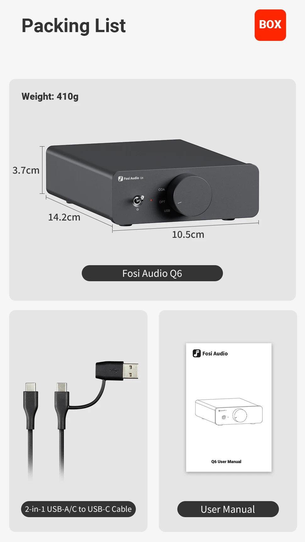 Fosi Audio Q6 Mini Desktop DAC AK4493S PCM 768kHz/32Bit DSD512 Hi-Fi DAC Für Stereo Verstärker Kopfhörer verstärker Dac Audio Konverter – Detail 14