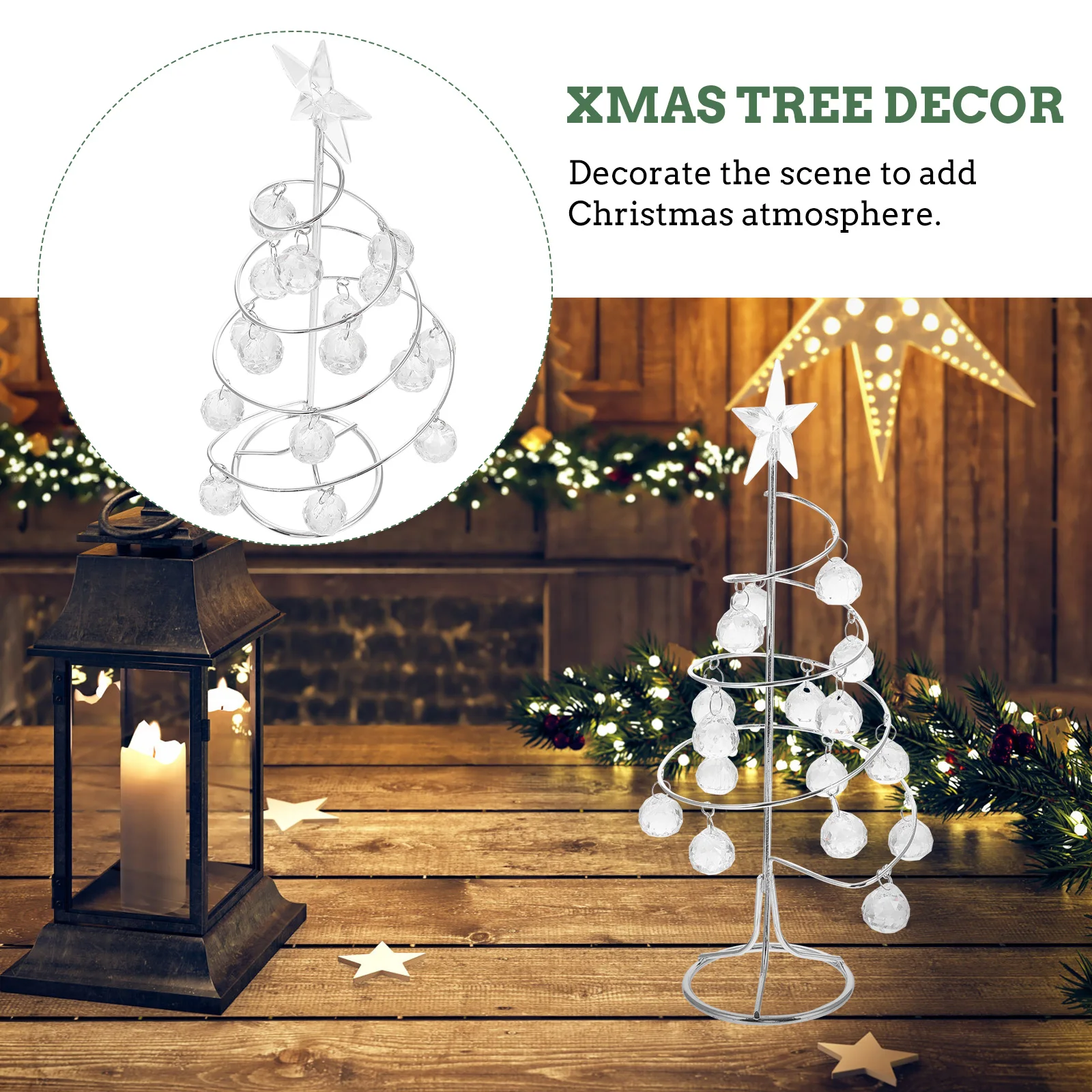 

Christmas Tree Ornaments Xmas Mini Decor Pewter Plastic Tabletop Decoration Decorations