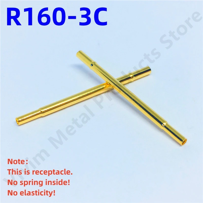 

100PCS R160-3C Test Pin P160-B Receptacle Brass Tube Needle Sleeve Seat Crimp Connect Probe Sleeve Length23.7mm Outer Dia 1.67mm