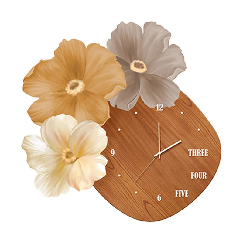 

Nordic ins style restaurant decorative painting creative flowers with led lights clocks bedroom murals dining room background wa
