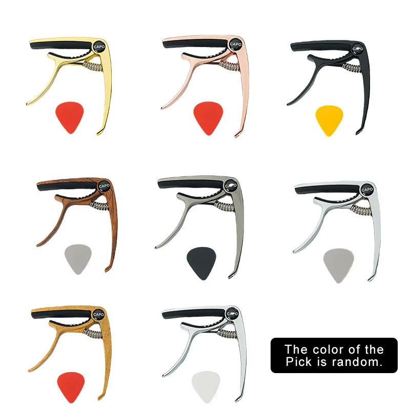 

3-в-1 отличный металлический каподастр для гитары, зажим для регулировки гитары для акустических электрогитар, бас с медиаторами, встроенный слот для медиатора