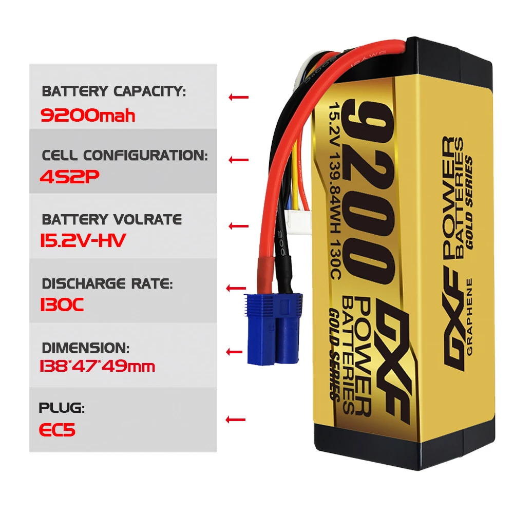 DXF 4S 14.8V 15.2V 4S 5200mah 6200mah 6500mah 7000mah 7200mah 7500mah 8000mah 8400mah 9200mah Hardcase 5mm 1/8 Buggy RC Truck