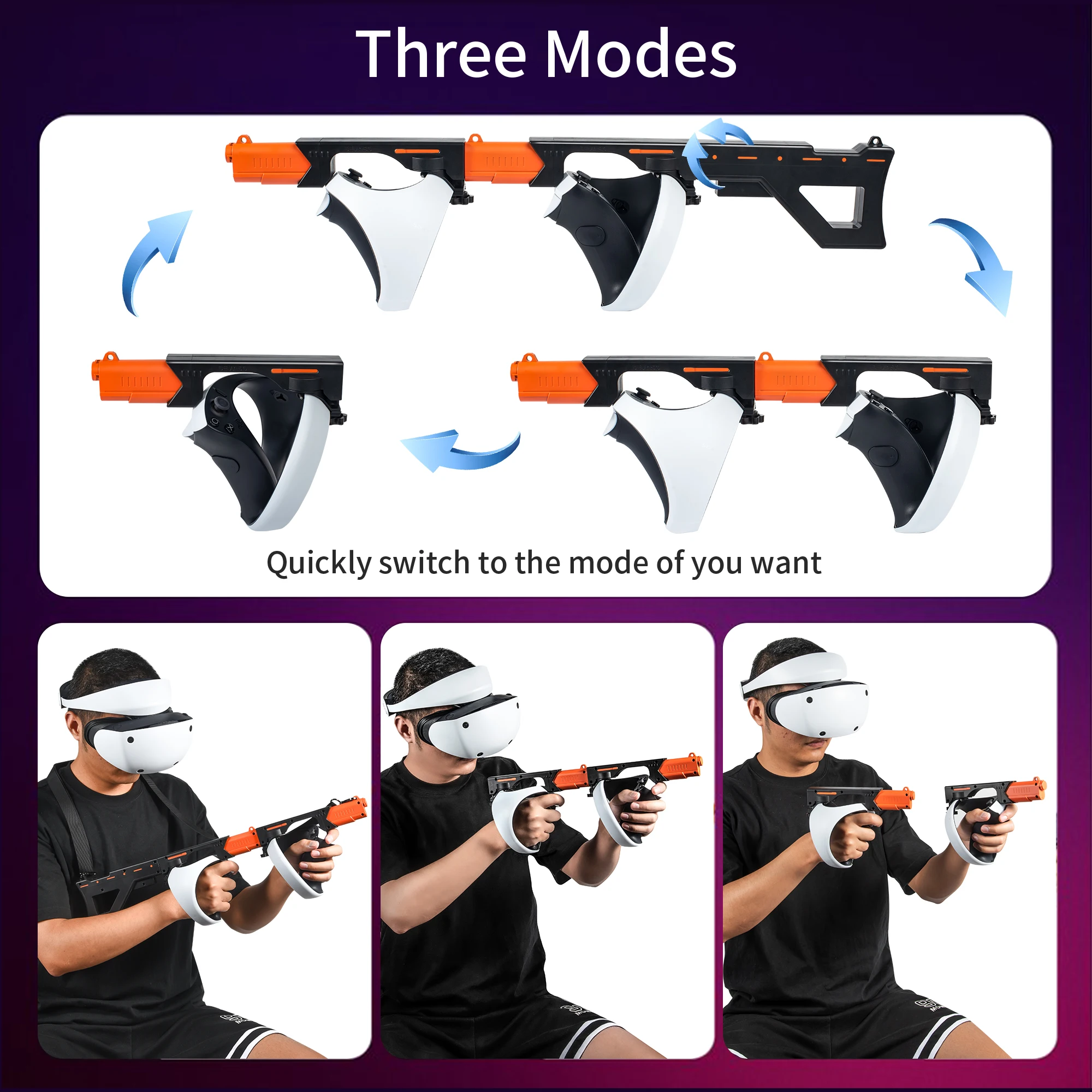 DEVASO VR Gunstock for PS VR2 Magnetic Controller Holder Gun Stock with Shoulder Strap for Sony PlayStation VR2 Game Accessories