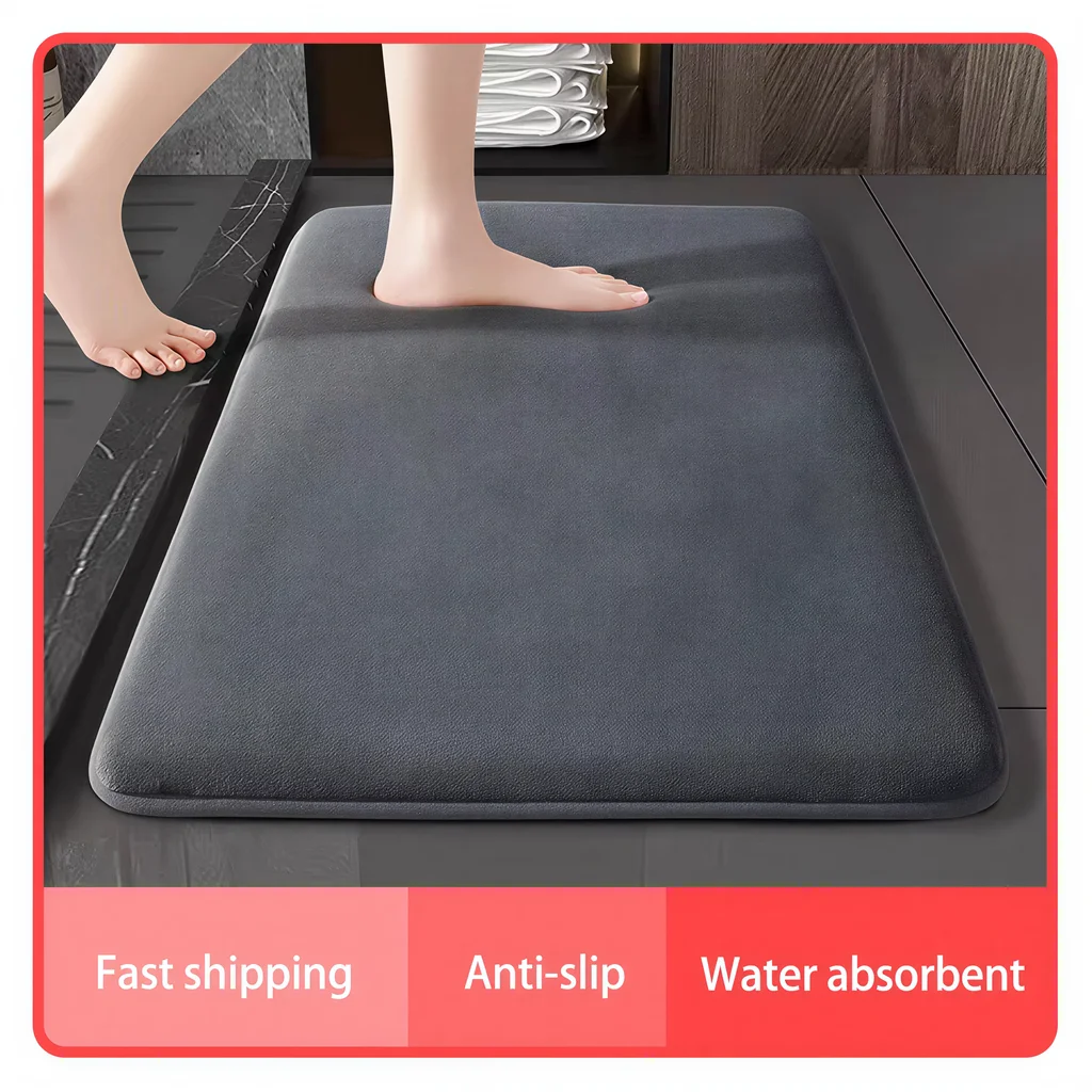 VIKAMA Super absorbent floor mat, super absorbent bath mat, super anti slip coral velvet bathroom floor mat, door mat
