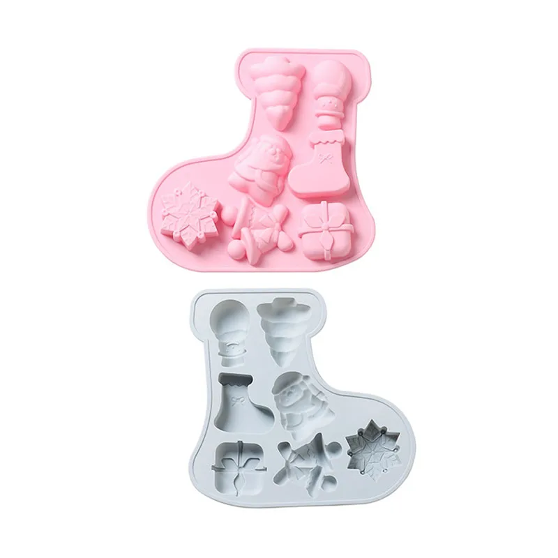 

7 Even Christmas Series Festive Snowman Sock Tree Baking Silicone Mold Cake DIY Handmade Soap Food Complementary Rice Cake