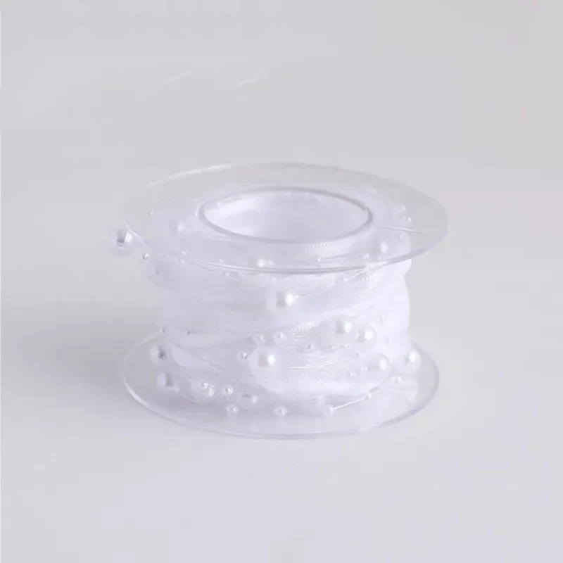 5 ياردة الاصطناعي حبة اللؤلؤ الشريط الشيفون الشريط والأورجانزا الدانتيل الزخارف لخياطة زهور الزفاف الحرفية التعبئة والتغليف #5