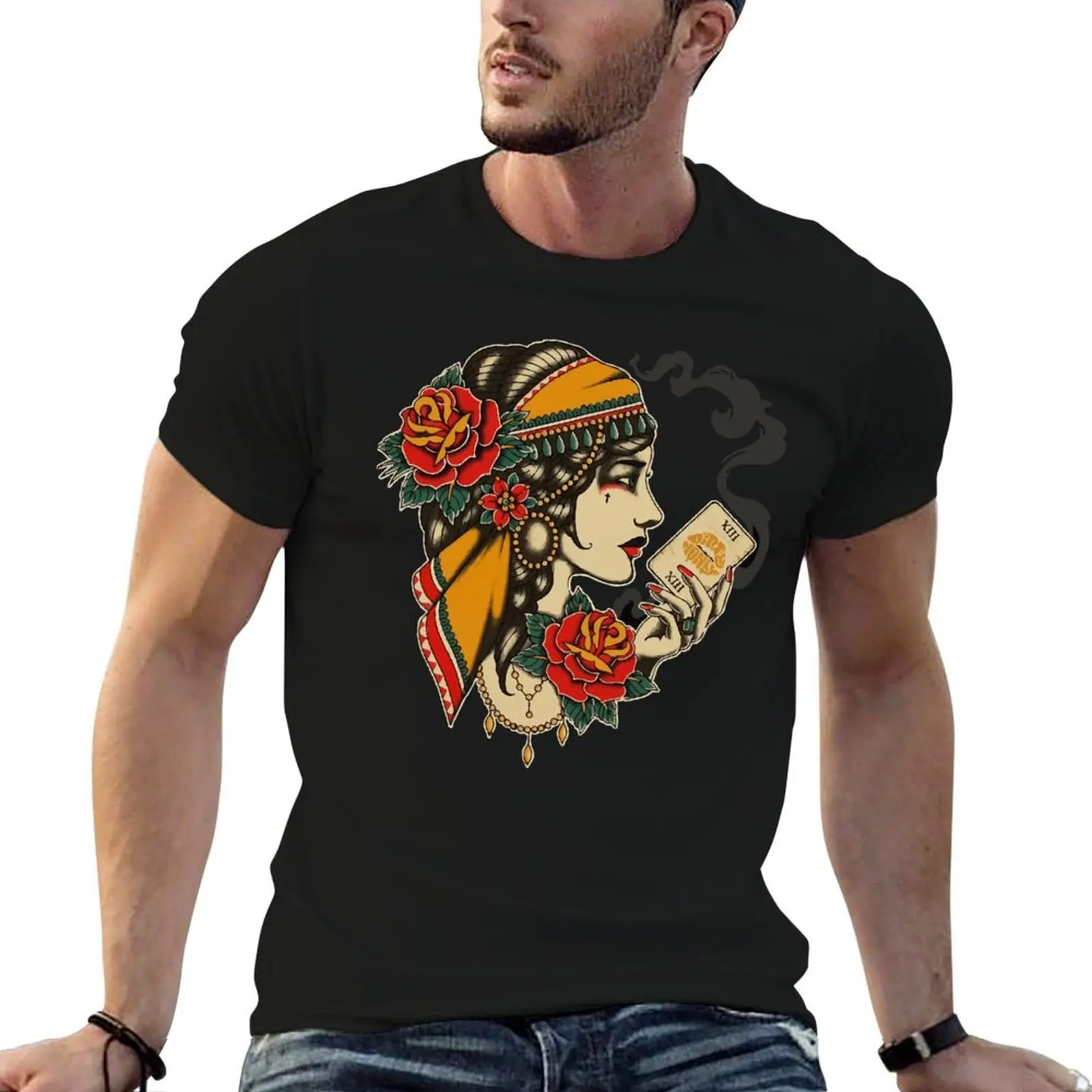 Dirty Honey Fortune Teller Tarot Card T-Shirt Basic Plain Short Sleeve Crew Neck Tee