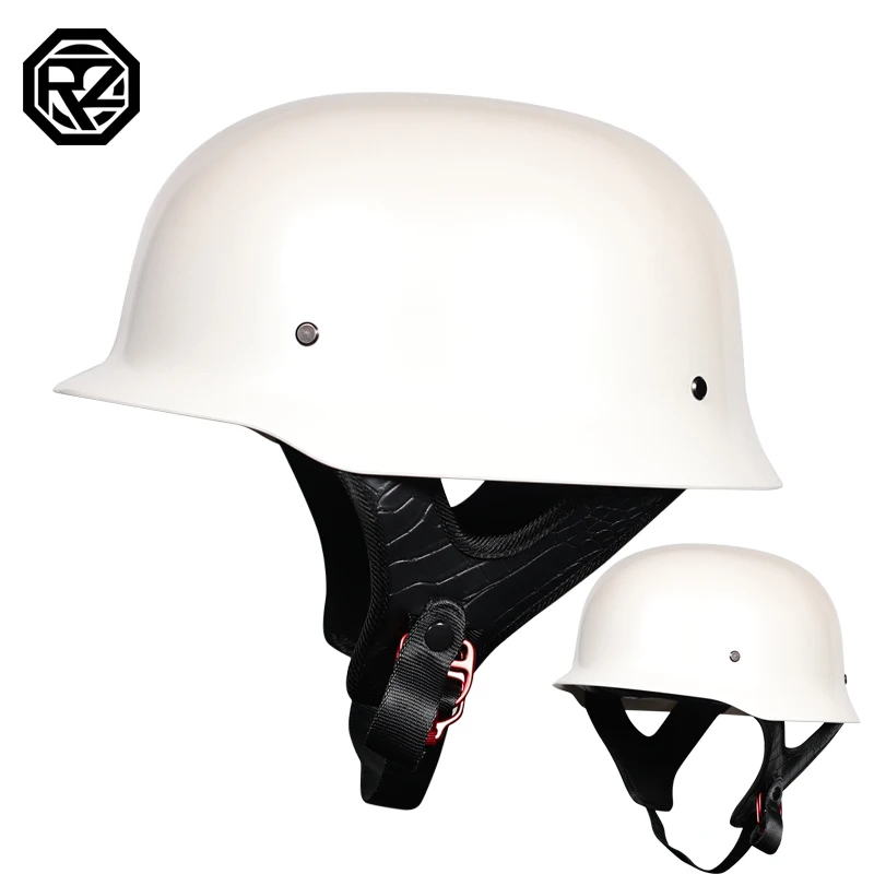 خوذة دراجة نارية ريترو الحرب العالمية الثانية خوذة فولاذية على الطراز الألماني ABS نصف خوذة المبحرة #4