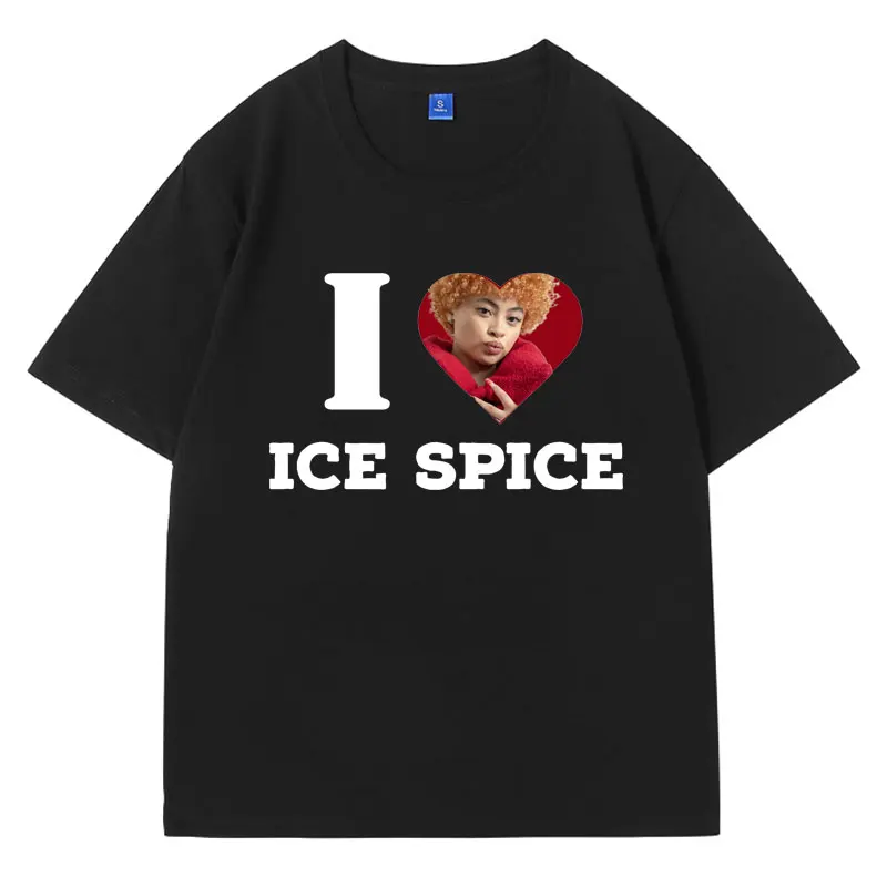 

Футболка I Love Ice Spice для мужчин и женщин, модная тенниска в стиле хип-хоп, повседневная майка оверсайз, хлопковая уличная одежда