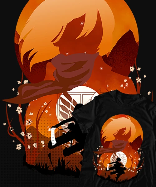 T-shirt for Anime Attack on Titan Mikasa Ackerman en ataque