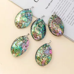 Natural Abalone Shell Art Pendants Oval Shape Energy Pendant for Vintage Jewelry Making Diy Necklace Earring Reiki Heal Gifts