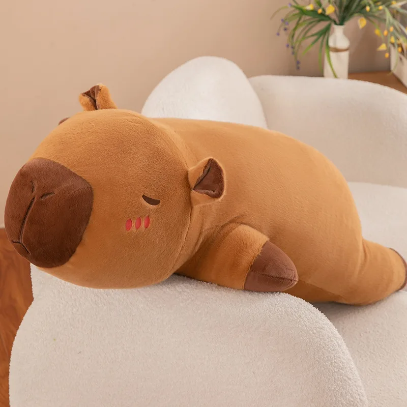 Kawaii كابيبارا ألعاب من نسيج مخملي محشوة كابيبارا رقيق دمية طويلة النوم مخدة ناعمة وسادة أريكة النوم ألعاب أطفال هدية