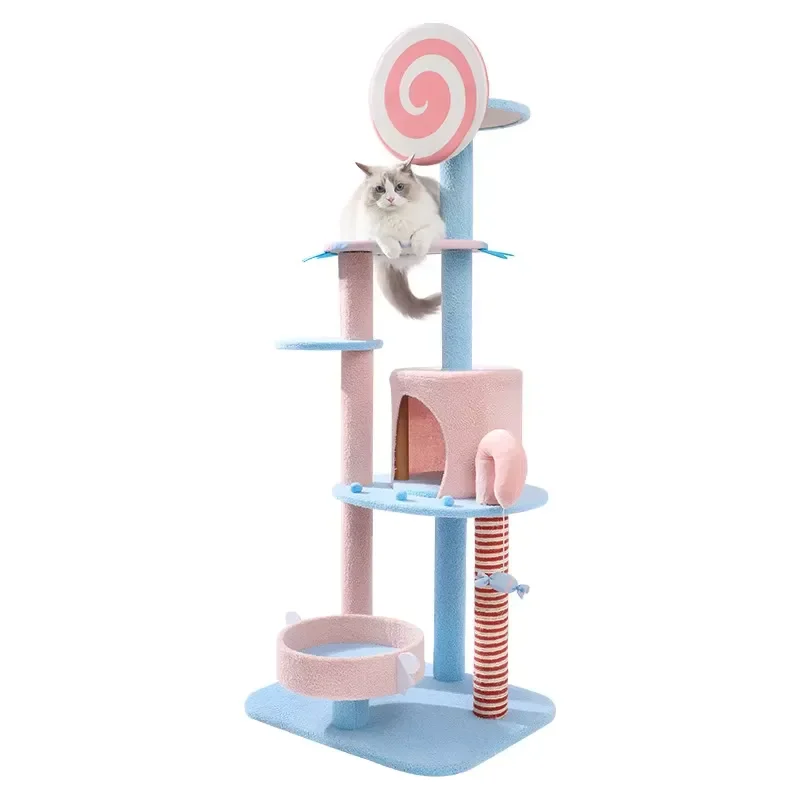 for Large Cute Cat Tree Pink Sisal Lollipop Shape Cat Scratching Board