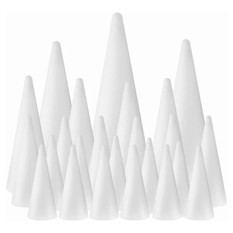 Cones de espuma para artesanato, árvore de natal, projeto artesanal DIY, escola, 24 pacotes