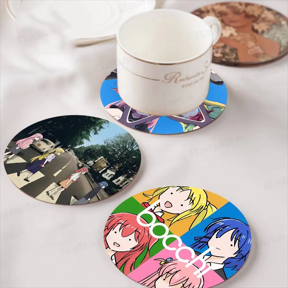Bocchi The Rock Round Coasters Insulated Durable Cups Coffee Coaster Plate Mats Home and Decoration Kitchen Utensils