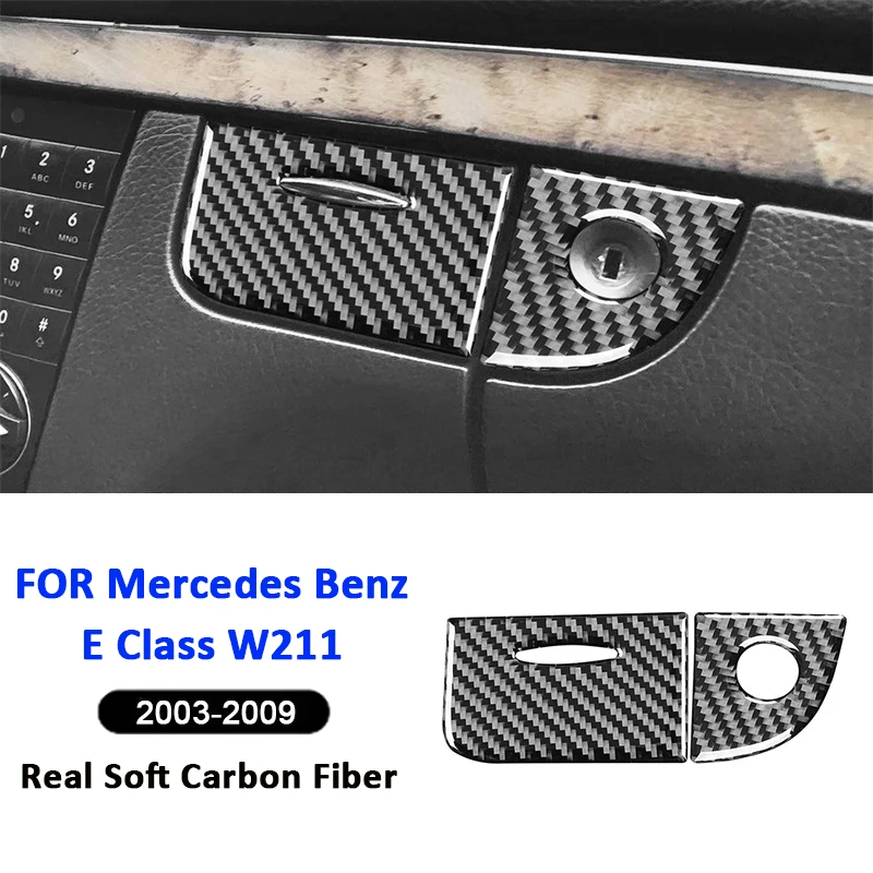 

For Mercedes Benz E Class W211 2003-2007 Carbon Fiber Car Storage Box Switch Lock Panel Decorative Modification Interior Sticker