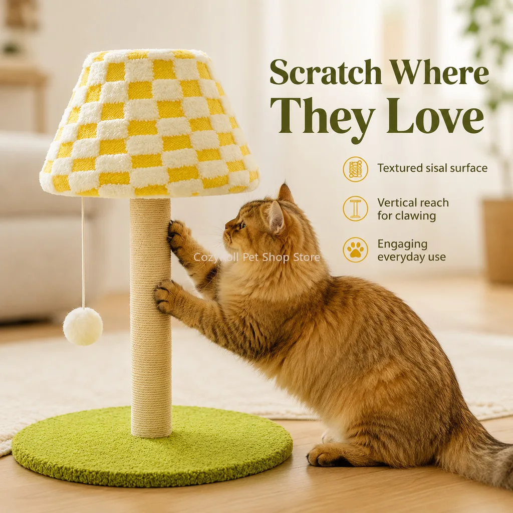 Cat Scratching Post for Indoor Cats Scratcher Cute Cat Tree with Dangling Ball, Sisal Scratching Post, Simple Assembly Stability