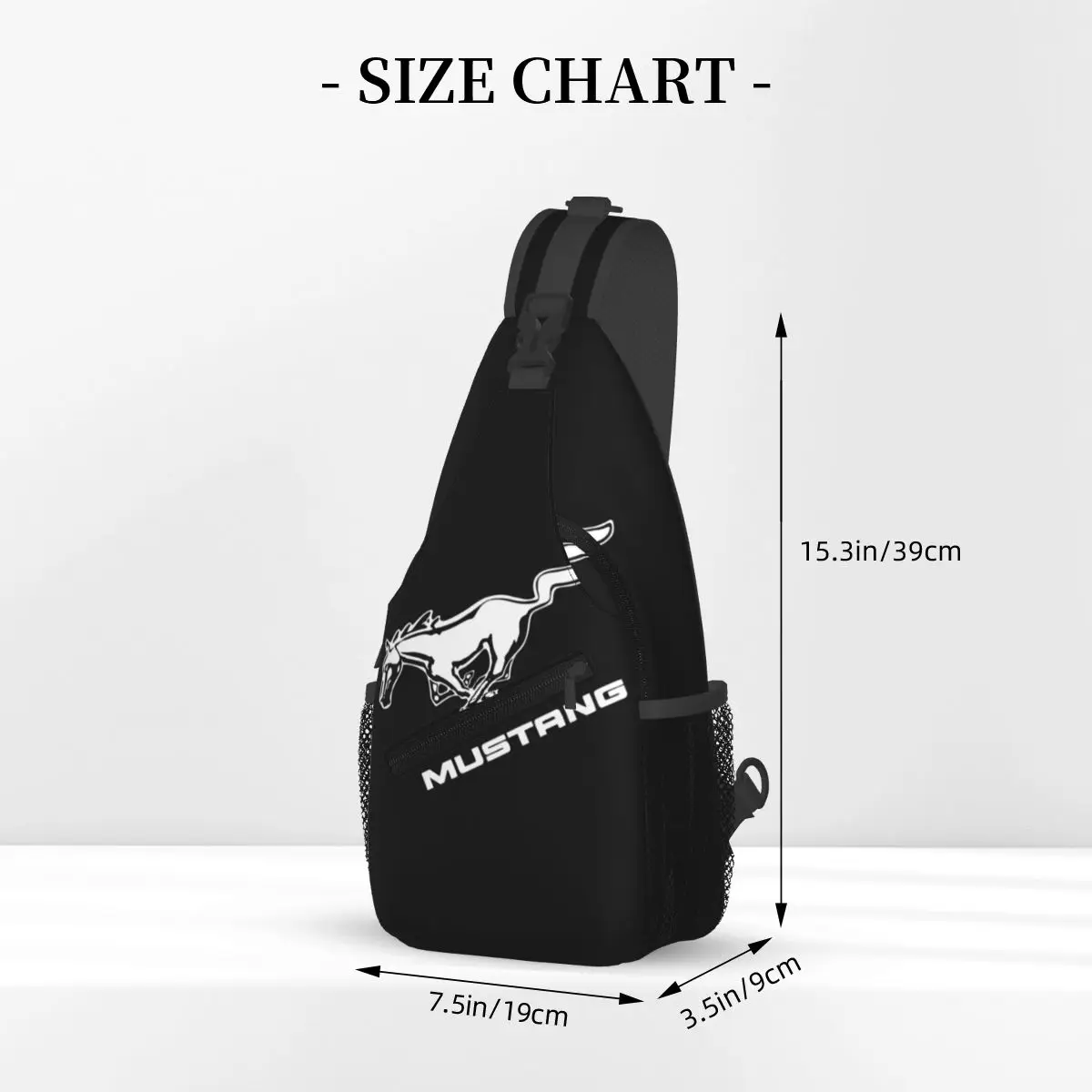 Ford Mustang Logo Chest Bag Men Sling Crossbody Backpack Chest Bag Traveling Hiking Daypack Shoulder Bag