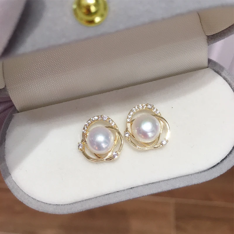 ZHBORUINI New Fine Pearl Earrings Gold Personality Stud Earring 14k Gold Plating For Women Real Natural Freshwater Pearl Jewelry