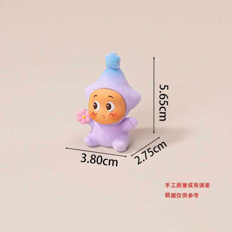 꽃 장식이 있는 귀여운 별 모양 인형 레진 피규어 블라인드 박스 책상 장식 DIY 공예품 어린이 및 성인용