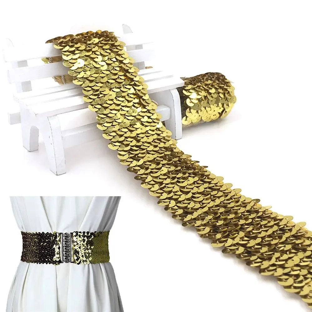 

4.8cm/1M Wide Stretch Sequin Lace Hand Decorated Ribbon Dance Costume Accessories Trim