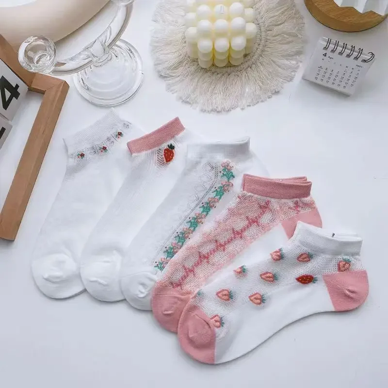 

5 пар женских носков, короткие носки-лодочки, невидимые Chaussette Femme Skarpety, хлопковые носки до щиколотки Meias, женские дышащие Calcetines Mujer