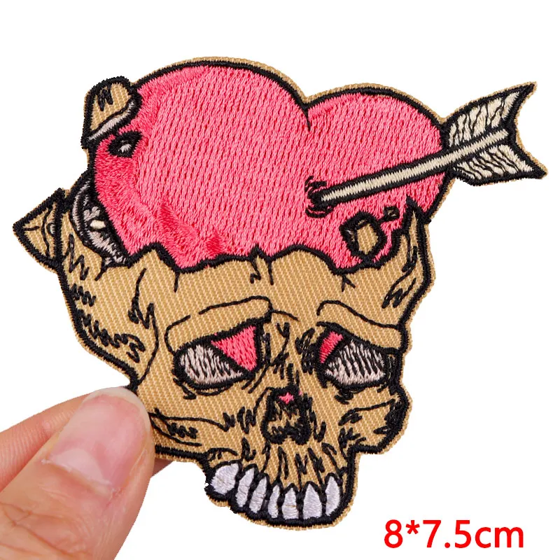 Cool Skull Embroidery Patch Iron On Patches For Clothing thermoadhesive Patches On Clothes Jacket Sew Badges Horror Punk Patch - view 4